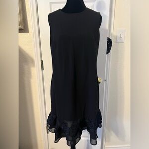 Calvin Klein Elegant Black Mini Dress with Lace Detail